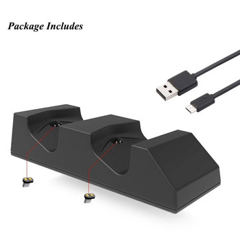 Φορτιστής ελεγκτή PS4 για Playstation 4 Charger Station με 2 Dongles φόρτισης Micro USB Dual Charging Dock για PS4 Slim Pro