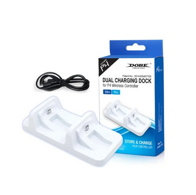 PS4 kontroliera lādētājs Playstation 4 lādēšanas stacijai ar 2 Micro USB uzlādes sargspraudņiem Dual Charging Dock priekš PS4 Slim Pro