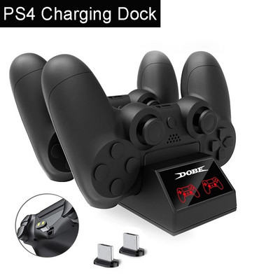 Φορτιστής ελεγκτή PS4 για Playstation 4 Charger Station με 2 Dongles φόρτισης Micro USB Dual Charging Dock για PS4 Slim Pro