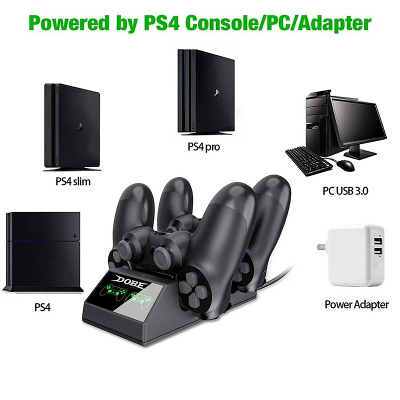 Punjač za PS4 kontroler za Playstation 4 Stanica za punjenje s 2 mikro USB ključa za punjenje Dual Charging Dock za PS4 Slim Pro