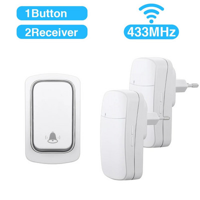 Juhtmeta uksekell ilma akudeta Veekindel kineetiline väliskell Isetoitega nupp-koera uksekella helinaga uksekell