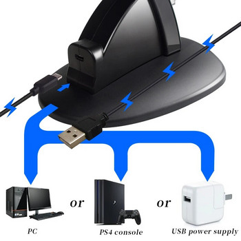 DATA FROG Зарядна станция с два USB порта за Sony Playstation PS4 Controller Стойка за зареждане за PS4 Pro/Slim Wireless Gamepad