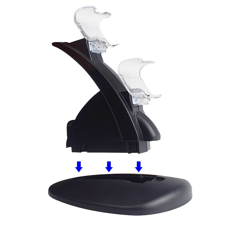 DATA FROG Dviejų USB prievadų įkroviklio stotis, skirta Sony Playstation PS4 valdiklio įkrovimo stovas, skirtas PS4 Pro / plonam belaidžiam žaidimų pultui