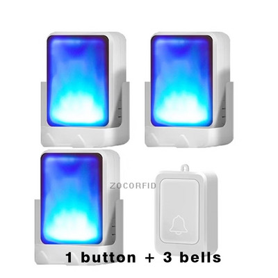 7 spalvų šviesos blykstė Keičiamas muzikinis durų skambutis namų belaidis durų varpelis kurčias, kietas senų žmonių aptarnavimo gaviklis