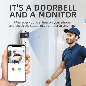 Έξυπνη κάμερα Doorbell WiFi Ασφάλεια σπιτιού Βίντεο ενδοεπικοινωνία Door Bell κάμερα εξωτερικού χώρου Ασύρματο WiFi Doorbell 2-Way Audio Night Vision