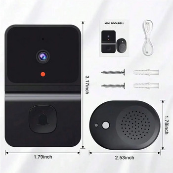 Z30 безжична камера за звънец със звънец Интелигентна домашна охрана Видео домофон Нощно виждане WiFi Интелигентен звънец Аудио