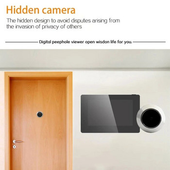 4,3-инчова видео шпионка Цифрова камера за врата Звънец IR нощно виждане 170 градусов ъгъл шпионка Камера Монитор Визуален звънец