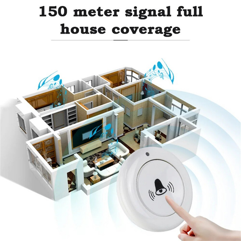 30 Music 150M belaidis durų skambutis vandeniui atsparus nuotolinio valdymo pultelis USB išmanusis durų skambučio imtuvas, vieno mygtuko nuotolinio valdymo pultas