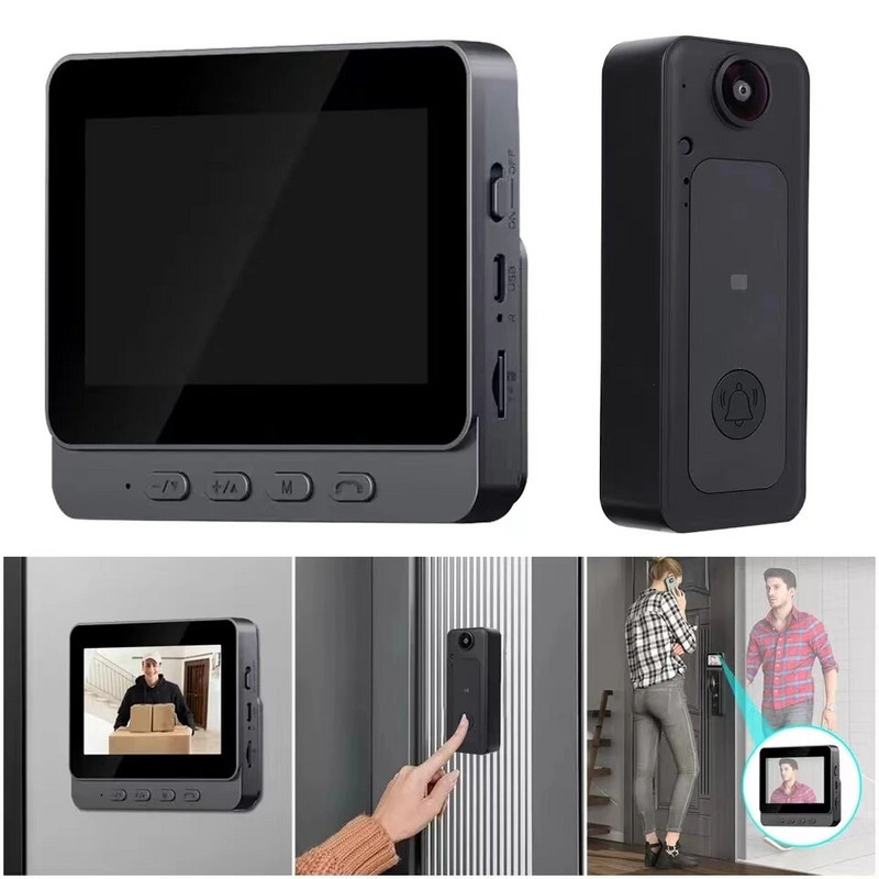 Belaidžio vaizdo skambučio IR naktinio matymo belaidžio durų skambučio HD 4,3 colio IPS ekrano durų skambučio kamera 2,4 G, skirta namų biuro butui