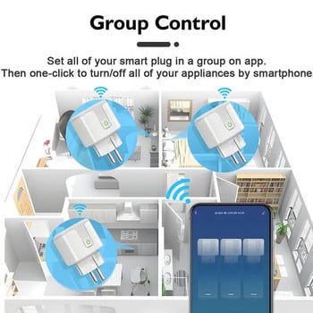 Tuya WiFi Smart Plug 16A/20A EU Smart Socket with Power Monitoring Λειτουργία χρονισμού Φωνητικός έλεγχος μέσω Alexa Google Home Yandex