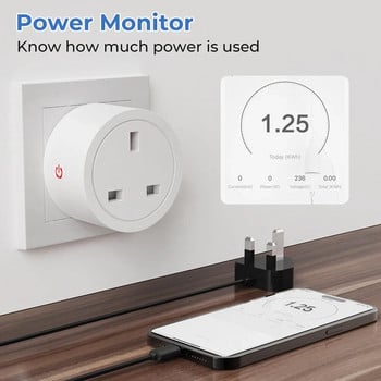 Zigbee Smart Socket Tuya Smart UK Plug 16A 20A Домашен захранващ контакт Енергиен монитор Адаптер за време Гласово управление Google Home Alexa