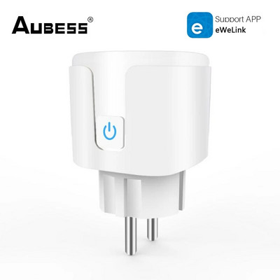 Aubess Smart Plug 20A WiFi su galios stebėjimu EU Smart Socket eWelink Smart Life App Control Support Alexa Google Home Yandex