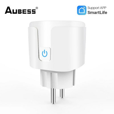 Aubess Smart Plug 20A WiFi su galios stebėjimu EU Smart Socket eWelink Smart Life App Control Support Alexa Google Home Yandex