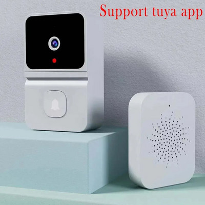 Tuya WiFi vaizdo durų skambutis išmanusis namas, vidaus saugumo apsauga, dvipusis domofonas naktinio matymo įkraunamas durų skambutis su kamera