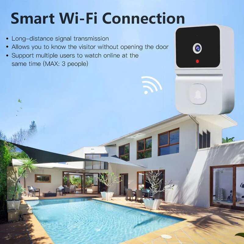 Tuya WiFi Video Doorbell Έξυπνο σπίτι Προστασία εσωτερικής ασφάλειας αμφίδρομης ενδοεπικοινωνίας Night Vision Επαναφορτιζόμενο κουδούνι πόρτας με κάμερα
