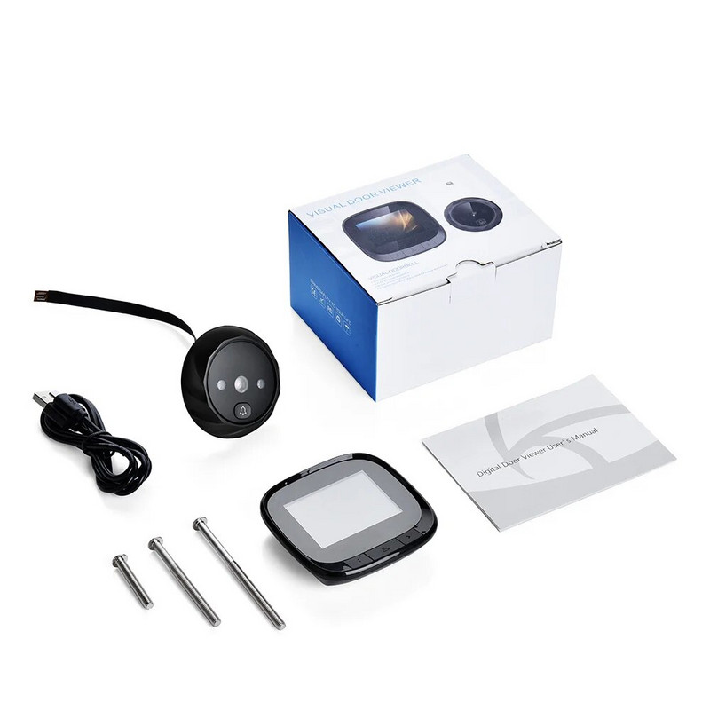 2,4" LCD képernyő elektronikus ajtónéző csengő IR éjszakai ajtó kukucskáló kamera fényképrögzítő digitális ajtókamera intelligens néző