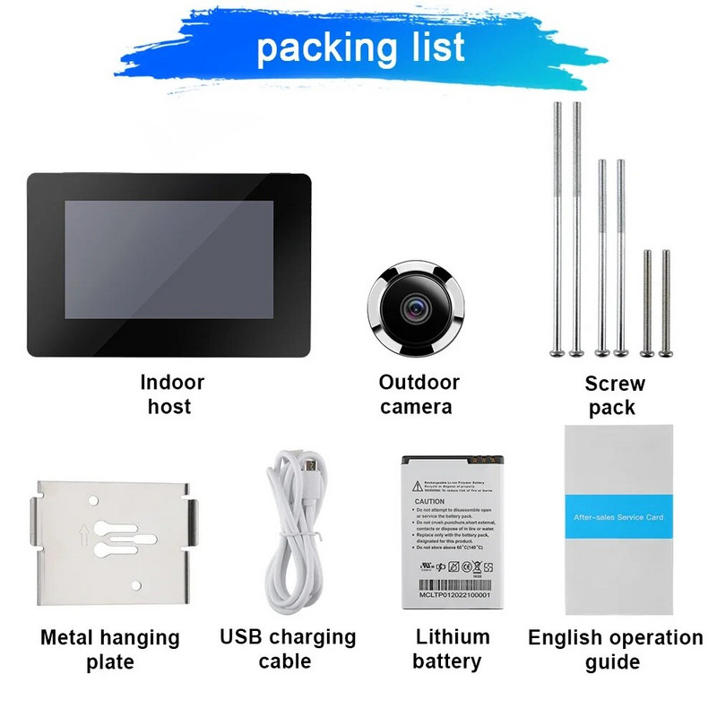 4,3-inčni špijunka za gledanje vrata Kamera za zvono na vratima 120° LCD 100 W piksela Pametna elektronička kamera za mačje oko vrata Vanjski monitor