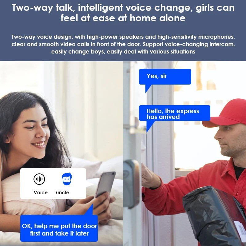 Sonerie video fără fir inteligentă Tuya Interfon vizual digital WIFI Sonerie pentru ușă rezistentă la apă Cameră electronică de securitate pentru ușă