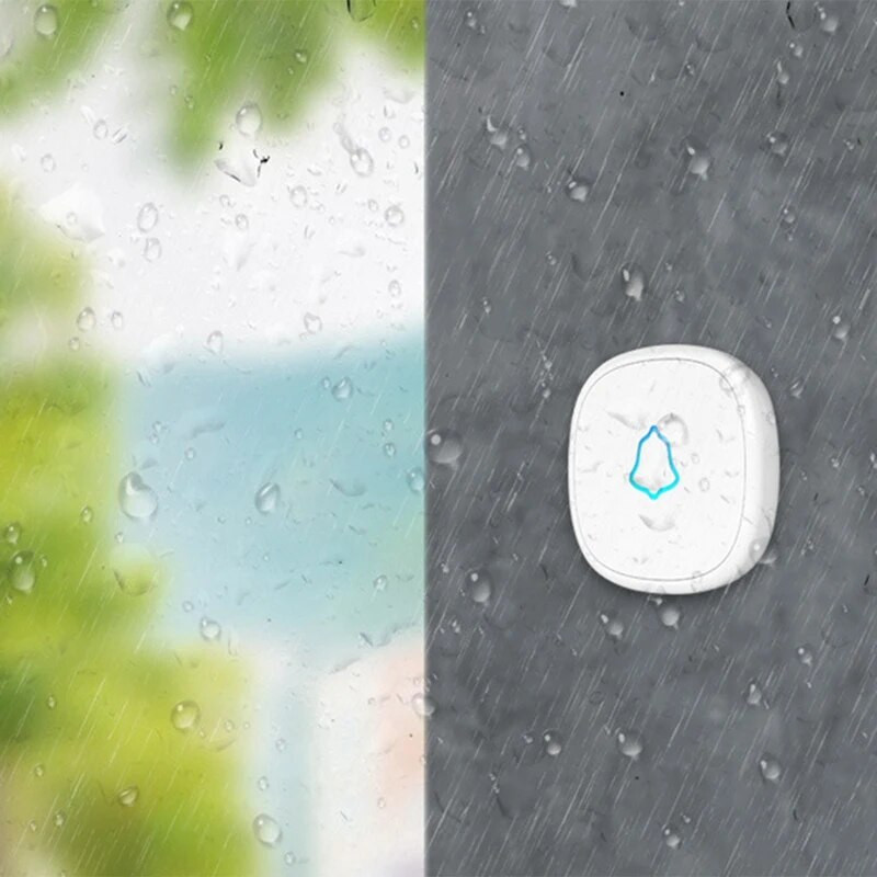 Bezvadu durvju zvans baltā krāsā Mājas drošības sveiciena sistēma Ūdensizturīgs nospiediet pogu durvju zvana komplekts ES spraudnis