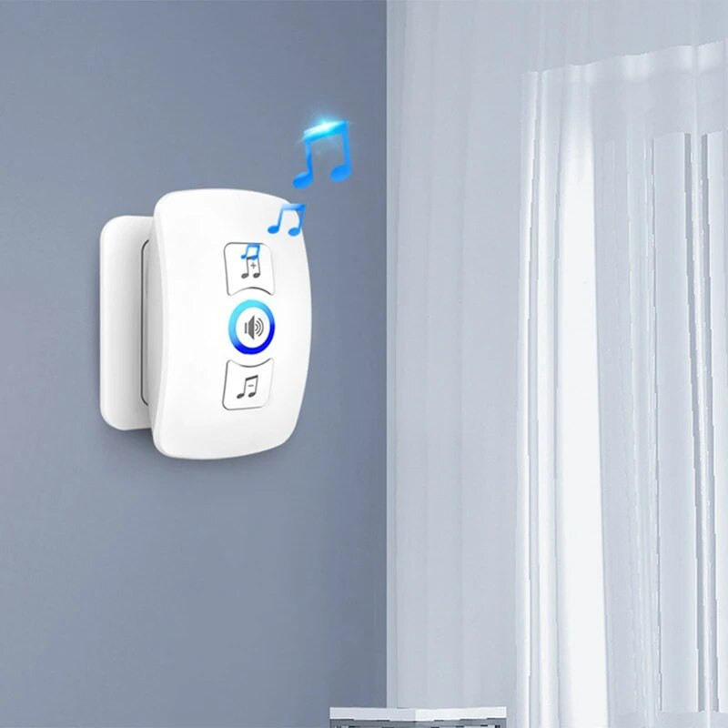 Bezvadu durvju zvans baltā krāsā Mājas drošības sveiciena sistēma Ūdensizturīgs nospiediet pogu durvju zvana komplekts ES spraudnis