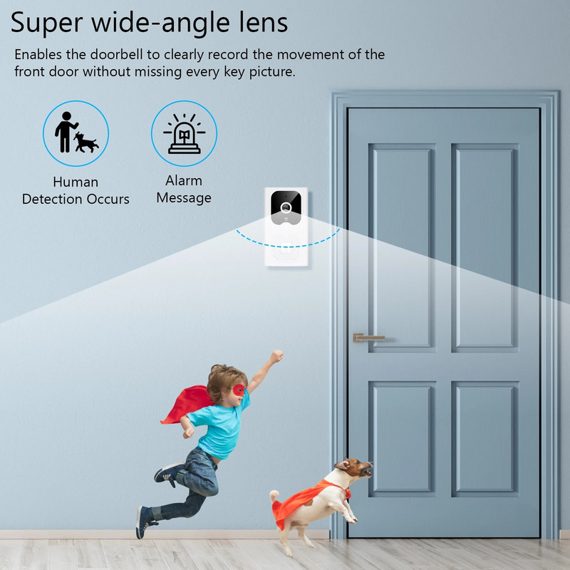 Viedais mājas video durvju zvans WiFi āra bezvadu durvju zvana kamera HD nakts redzamības drošības aizsardzība dzīvojamo domofons