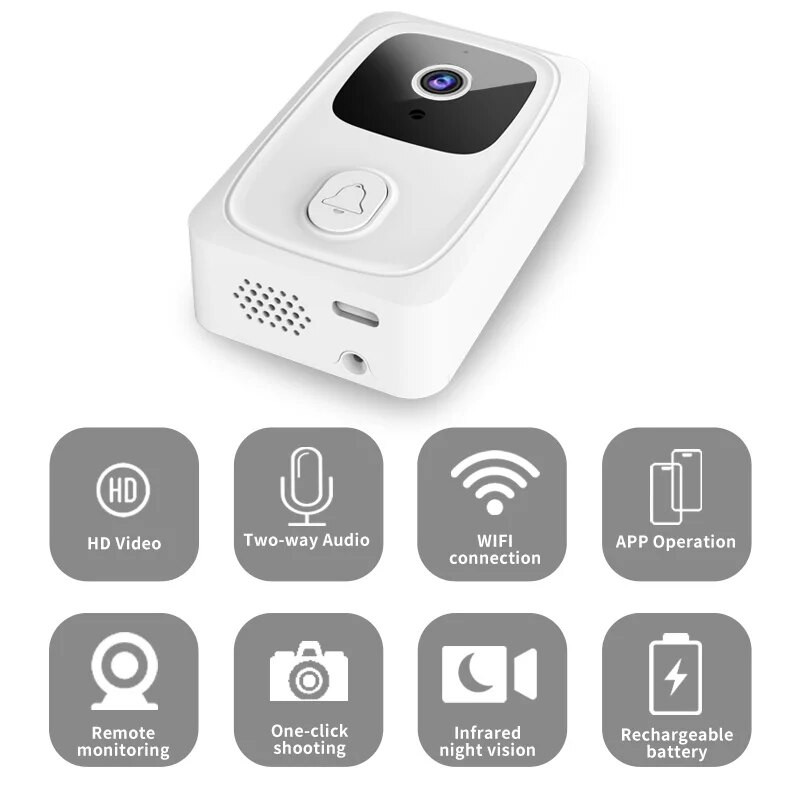 Tuya Video Doorbell Ασύρματη WiFi Door Bell Camera Smart Home Security Νυχτερινή όραση ανίχνευση κίνησης Οπτική ενδοεπικοινωνία με ηχητικό σήμα