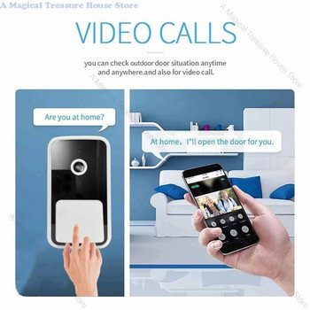 Интелигентен безжичен дистанционен видео звънец Интелигентен визуален домашен домофон HD нощно виждане WiFi акумулаторен звънец за охранителна врата