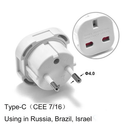 1 vnt Universalus JK į ES kištuko keitiklis 250 V kintamosios srovės maitinimo adapteris įkroviklis Euro Travel Adapter EU kištuko adapteris britiškas Scoket lizdas