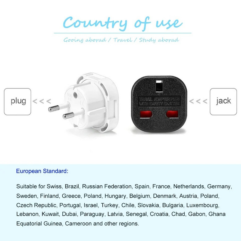 1 vnt Universalus JK į ES kištuko keitiklis 250 V kintamosios srovės maitinimo adapteris įkroviklis Euro Travel Adapter EU kištuko adapteris britiškas Scoket lizdas