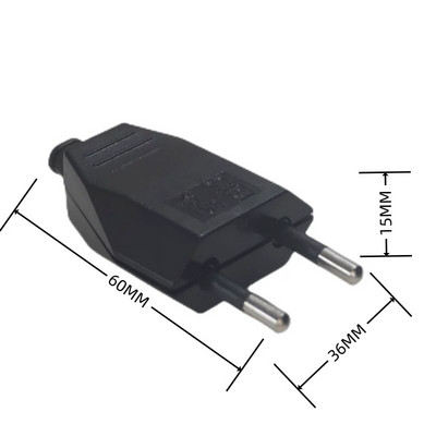 Vyriškas/moteris 2,5 A ES laidų kištuko lizdo prailginimo maitinimo laido jungtis, kištukas, 2 polių ES maitinimo laido elektros kištuko keitiklis