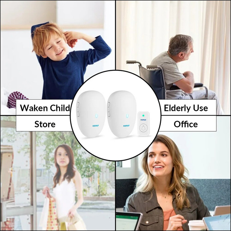 KERUI M521 üdvözlő csengő készlet ajtócsengő riasztó LED fény kültéri gombelem kültéri vezeték nélküli ajtócsengő okos otthon biztonság