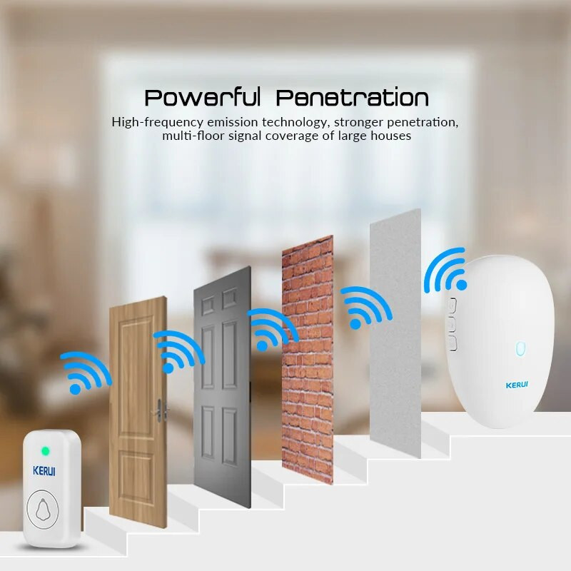 KERUI M521 üdvözlő csengő készlet ajtócsengő riasztó LED fény kültéri gombelem kültéri vezeték nélküli ajtócsengő okos otthon biztonság