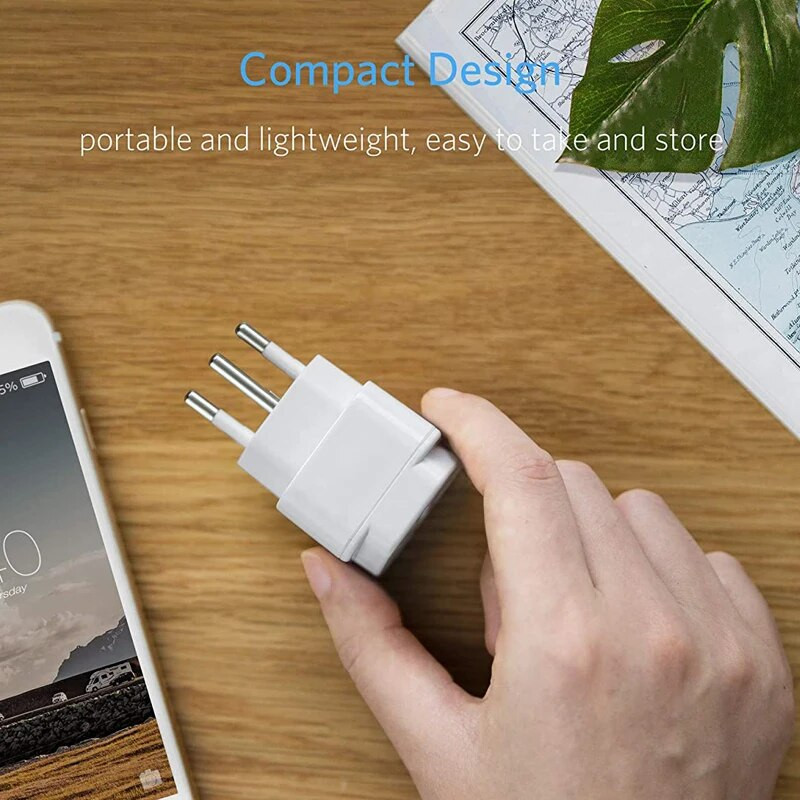 Brazília Dél-Afrika utazási dugaszadapter Földelt univerzális N típusú dugaszadapter BR-US-adapter - Ultra kompakt Brazília déli részére