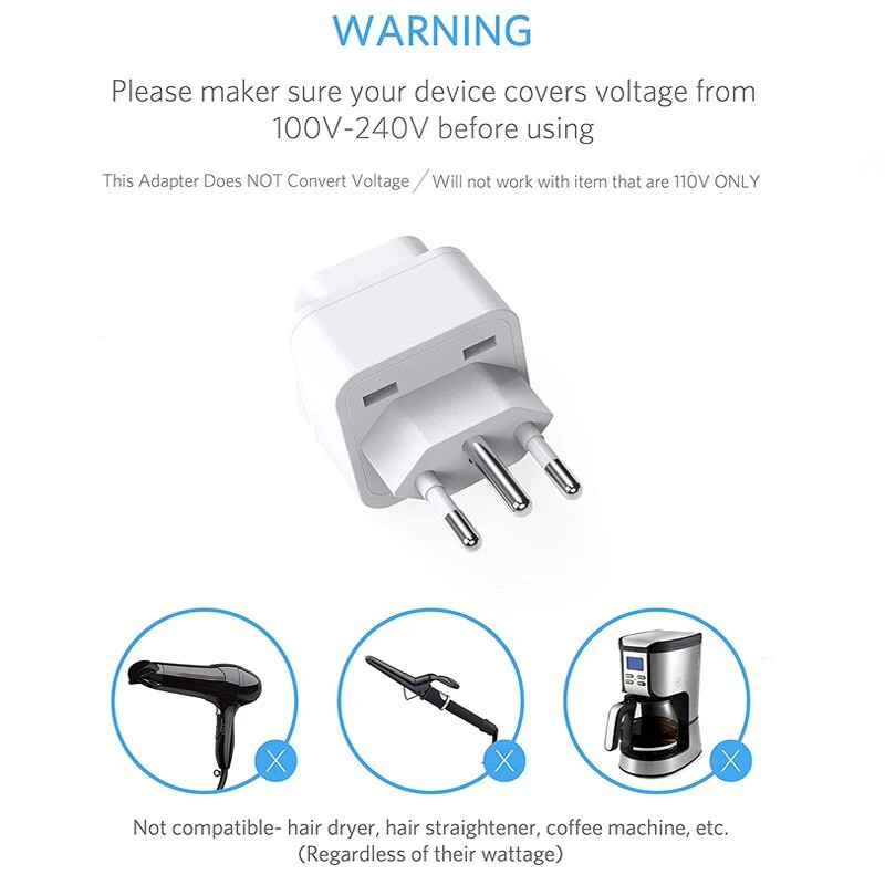 Brazília Dél-Afrika utazási dugaszadapter Földelt univerzális N típusú dugaszadapter BR-US-adapter - Ultra kompakt Brazília déli részére