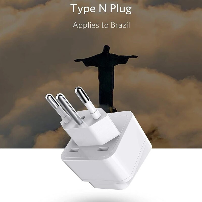 Brazília Dél-Afrika utazási dugaszadapter Földelt univerzális N típusú dugaszadapter BR-US-adapter - Ultra kompakt Brazília déli részére
