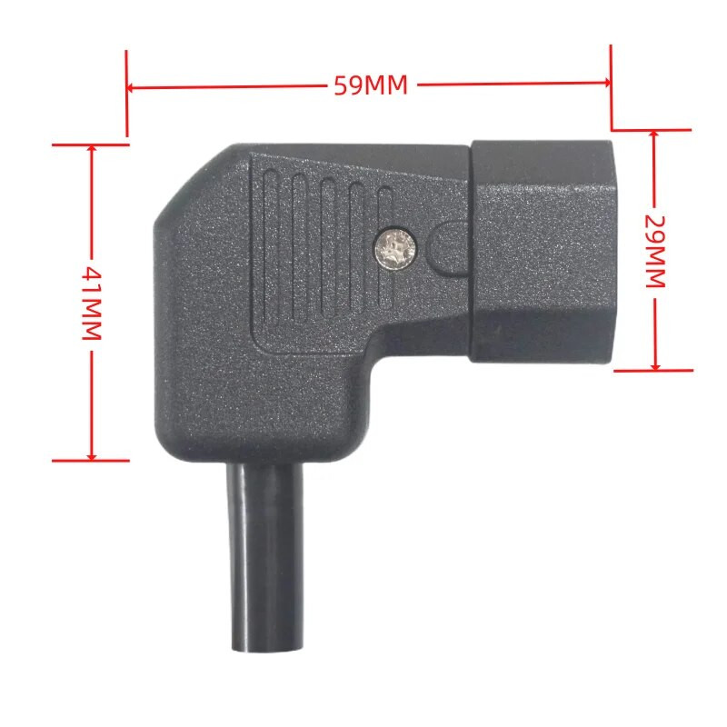 Βύσμα τροφοδοσίας C13/C14, Γωνία 90 μοιρών IEC 320 C13 Θηλυκό βύσμα AC 10A / 250 V Σύνδεσμος καλωδίου/καλωδίου τροφοδοσίας