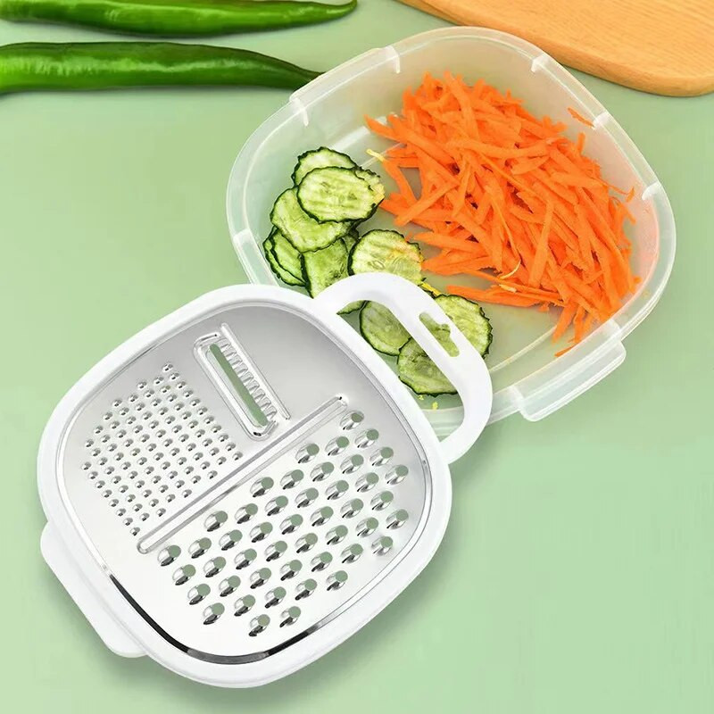 Tocator de legume multifunctional Razatoare de alimente Razatoare de cartofi Razatoare de morcovi Tocator de ghimbir cu recipient pentru alimente Gadgets de bucatarie