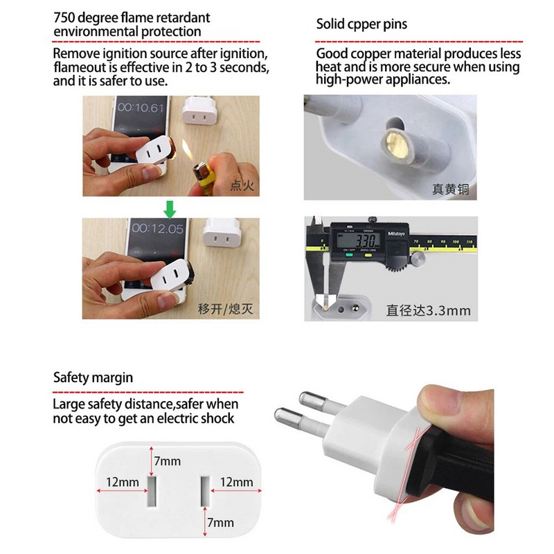 Adaptor convertor priză de alimentare din SUA la UE Adaptor de călătorie cu priză euro din SUA Adaptor de la UE la priză electrică