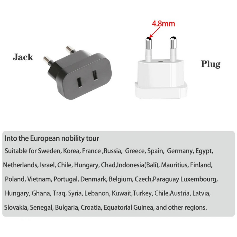 Adaptor convertor priză de alimentare din SUA la UE Adaptor de călătorie cu priză euro din SUA Adaptor de la UE la priză electrică