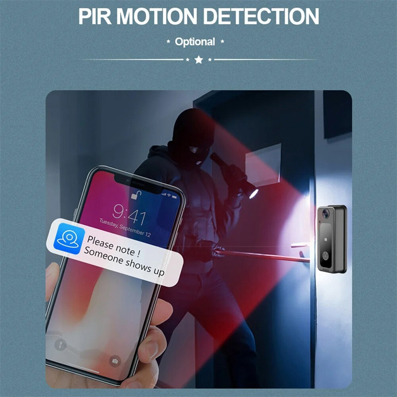 Bežično zvono za vrata Pametno daljinsko video zvono za vrata Inteligentna kamera za vizualno zvono s HD noćnim vidom WiFi punjiva sigurnost