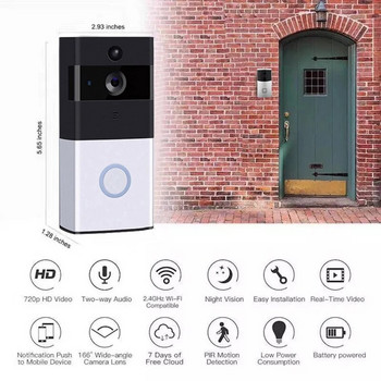Hot TTKK Video Doorbell Έξυπνο ασύρματο Wi-Fi Security Κουδούνι πόρτας Οπτική εγγραφή Οθόνη σπιτιού νυχτερινή όραση Θυροτηλέφωνο πόρτας