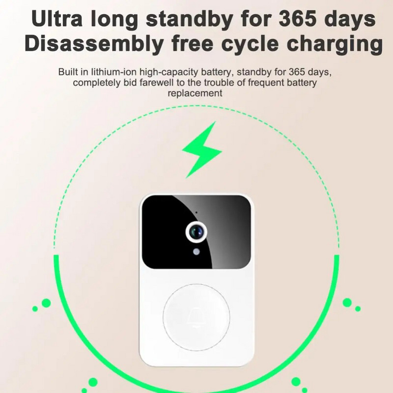 800 mAh în timp real Interfon video sonerie noapte cu cameră wireless Wifi sonerie inteligentă 1080p durată lungă de viață