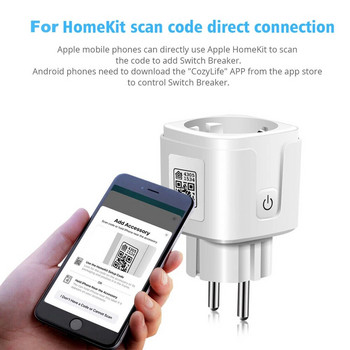 EU WiFi Smart Plug работи с Homekit Tuya 16A Мини захранващ контакт Домакински уреди Интелигентен контакт Гласово управление за Siri Alexa Google