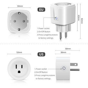 Έξυπνο βύσμα WiFi EU Λειτουργεί με Homekit Tuya 16A Mini Power Outlet Home Appliance Έξυπνη υποδοχή Φωνητικός έλεγχος για Siri Alexa Google