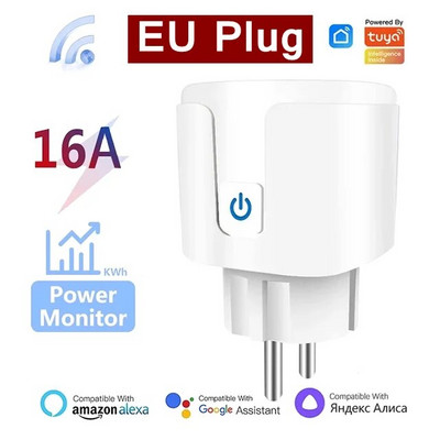 EU WiFi išmanusis kištukas veikia su Homekit Tuya 16A Mini Power Outlet namų prietaisu Smart Socket valdymas balsu, skirtas Siri Alexa Google