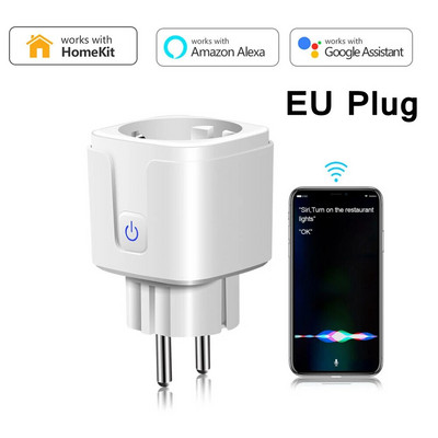EU WiFi išmanusis kištukas veikia su Homekit Tuya 16A Mini Power Outlet namų prietaisu Smart Socket valdymas balsu, skirtas Siri Alexa Google