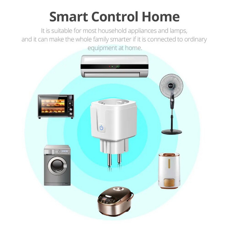 EU WiFi išmanusis kištukas veikia su Homekit Tuya 16A Mini Power Outlet namų prietaisu Smart Socket valdymas balsu, skirtas Siri Alexa Google