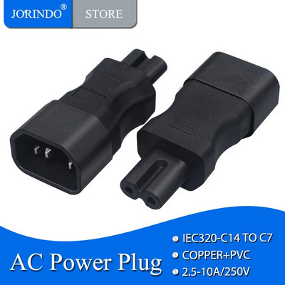JORINDO 1PCS,IEC320 C14 to C7 adapter,IEC C14 3 Pin male to Figure 8 shape interface C7 Power Converter