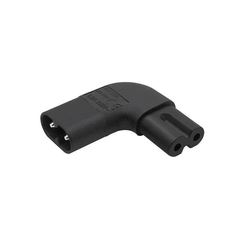 1 buc IEC 320 2-Pin C7 mamă la C8 mascul dreapta sus în jos unghi convertitor adaptor de alimentare CA