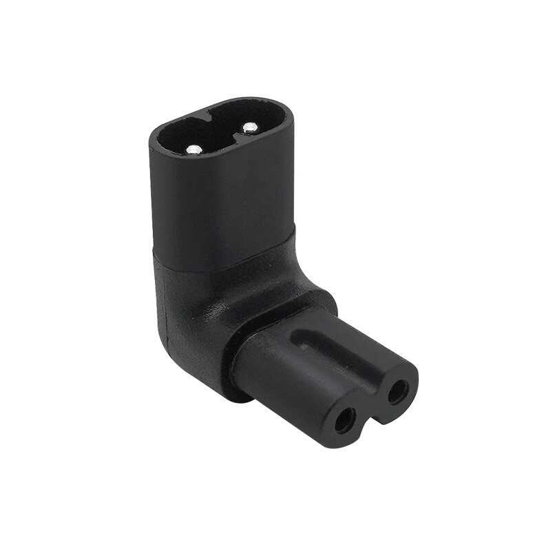1 buc IEC 320 2-Pin C7 mamă la C8 mascul dreapta sus în jos unghi convertitor adaptor de alimentare CA